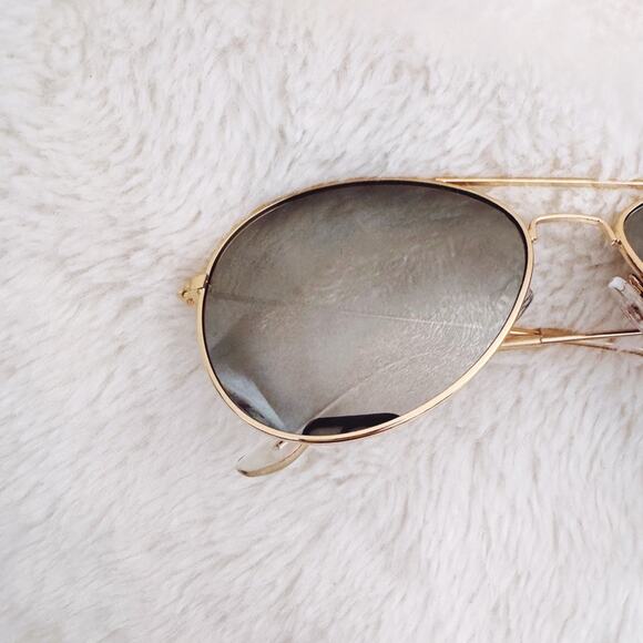 Francine Gold W/ Mirrored Lenses Aviator Sunglasses - Picture 4 of 14